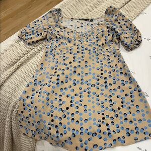 Vero Moda Beige and Blue Patterned Dress